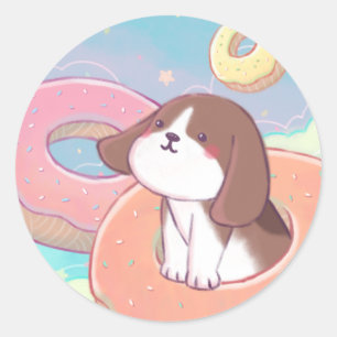 Beagle & Donuts Classic Round Sticker