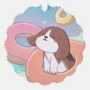 Beagle & Donuts Tree Decoration Card
