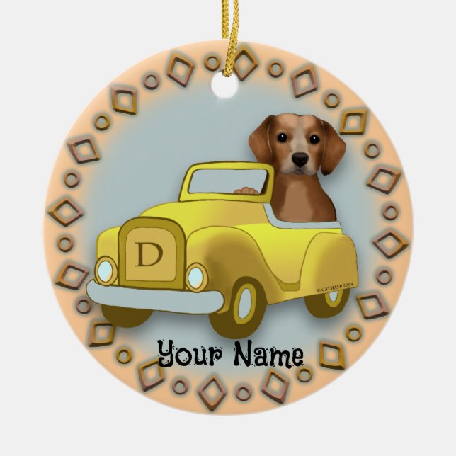 Beagle Driving Car ornament (Front)