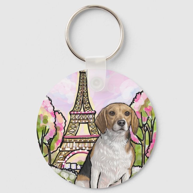 beagle eiffel tower paris key ring (Front)