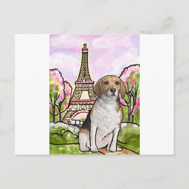 beagle eiffel tower paris postcard (Front)