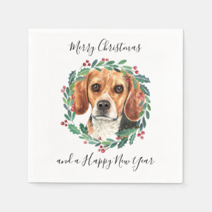 Beagle Elegant Dog Merry Christmas Napkin
