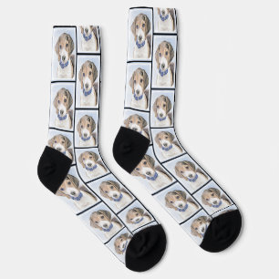 Beagle English Painting Tri Tricolor Cute Dog Art Socks