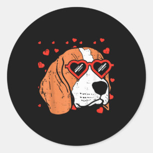 Beagle Face Heart Gles Cute Valentines Day Dog Lov Classic Round Sticker