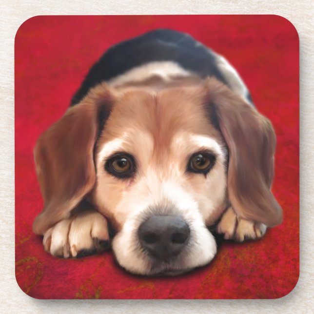 Beagle Fine Art Dog Art Painting Coaster (Front)
