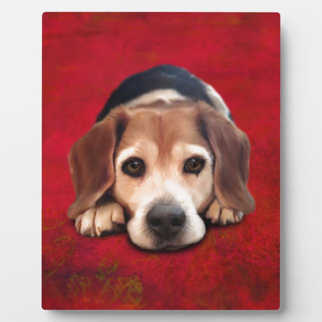 Beagle Fine Art Dog Art Painting Plaque (Front)