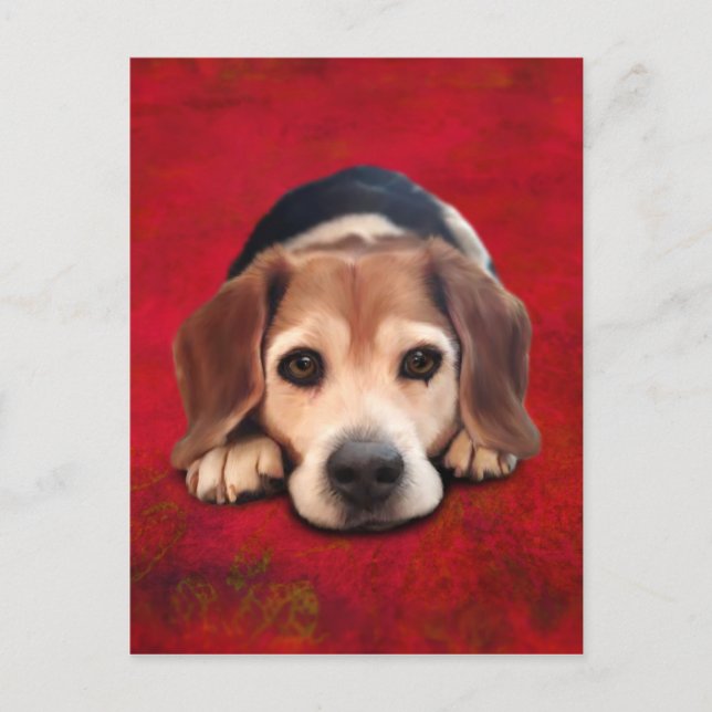 Beagle Fine Art Dog Art Painting Postcard (Front)