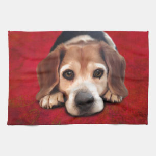 Beagle Fine Art Dog Art Painting Tea Towel