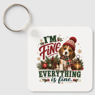 Beagle Fine Everything Is Fine Key Ring