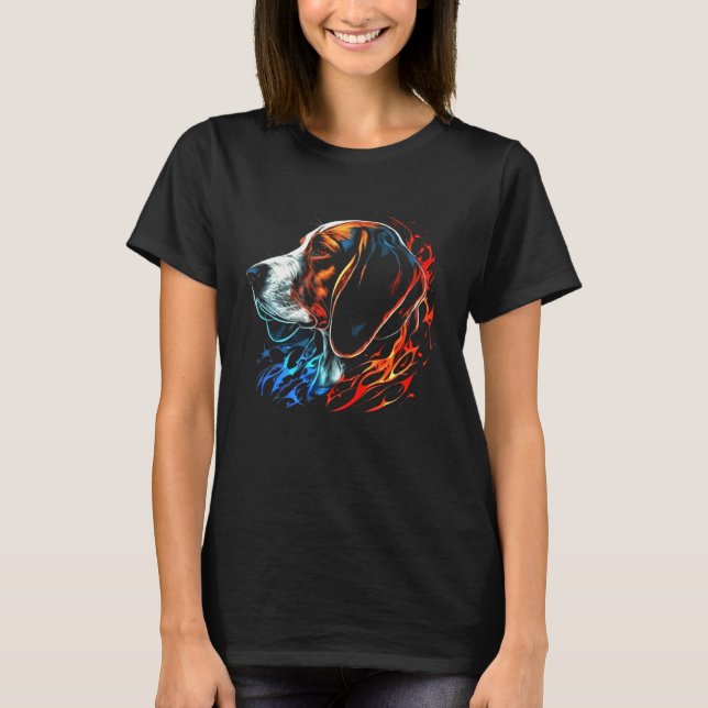 Beagle Flames Cute Dog T-Shirt (Front)