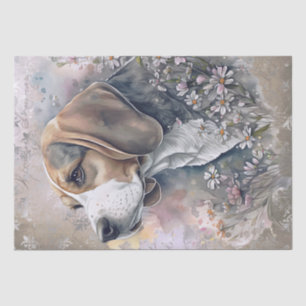 Beagle Floral Dog Tissue Paper
