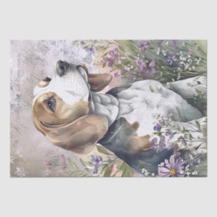 Beagle Floral Dog Tissue Paper