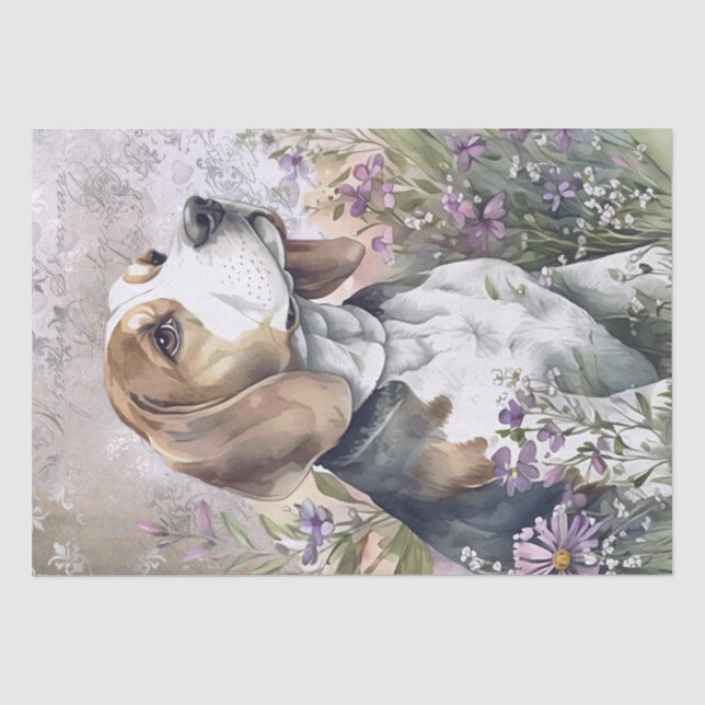Beagle Floral Dog Tissue Paper (Front)