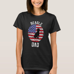 Beagle  For Men Beagle Dad Distressed American Fla T-Shirt