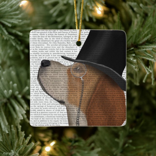 Beagle, Formal Hound and Hat Ceramic Ornament (Tree)