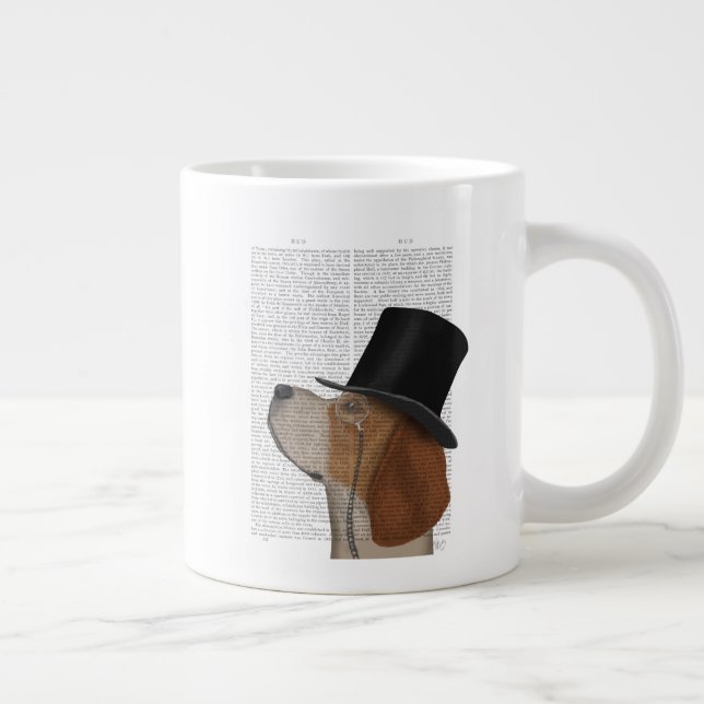 Beagle, Formal Hound and Hat Large Coffee Mug (Right)