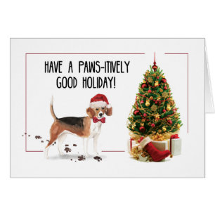 Beagle Funny Christmas Dog with Tree