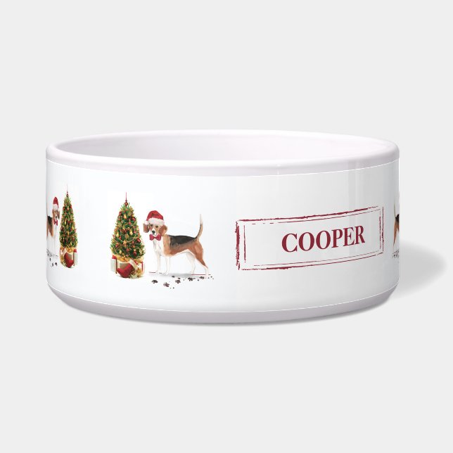 Beagle Funny Christmas Dog with Tree (Left)