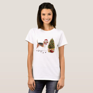 Beagle Funny Christmas Dog with Tree T-Shirt