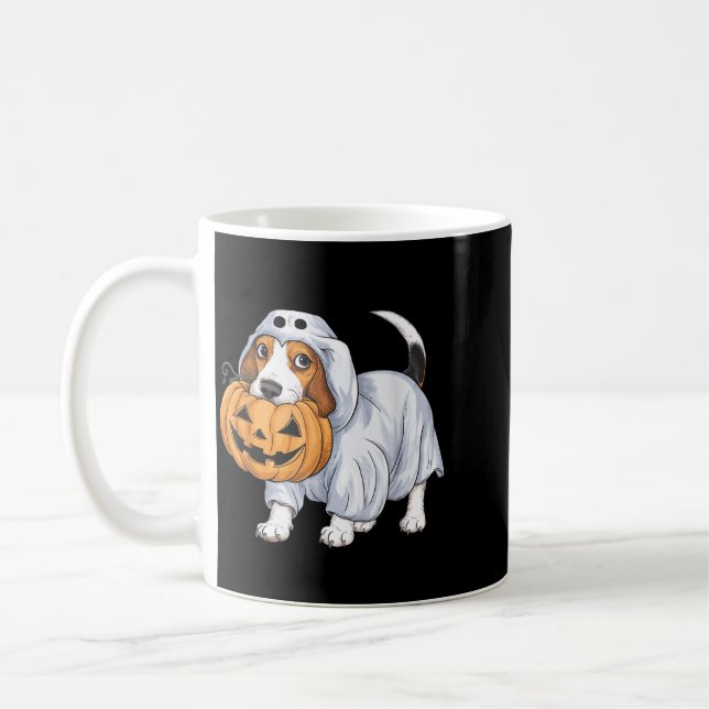 Beagle Ghost Dog Halloween Coffee Mug (Left)