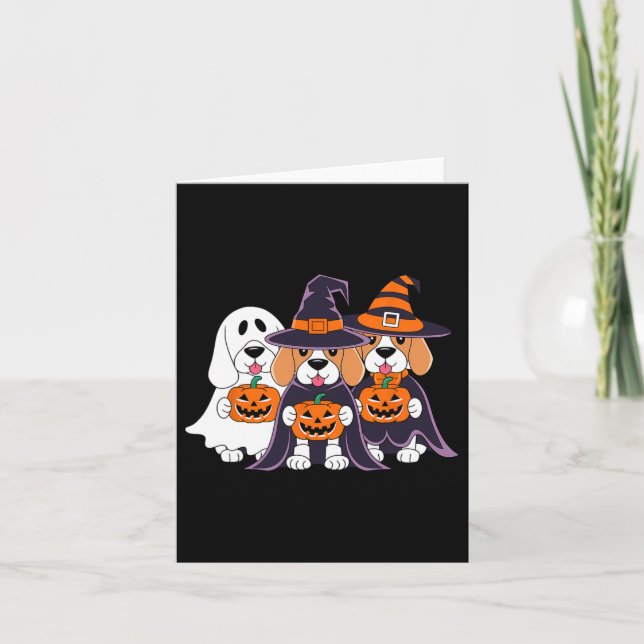 Beagle Ghost Pumpkin Halloween Design For Dog Love Card (Front)