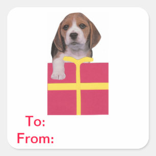 Beagle Gift Tags To and From Sticker