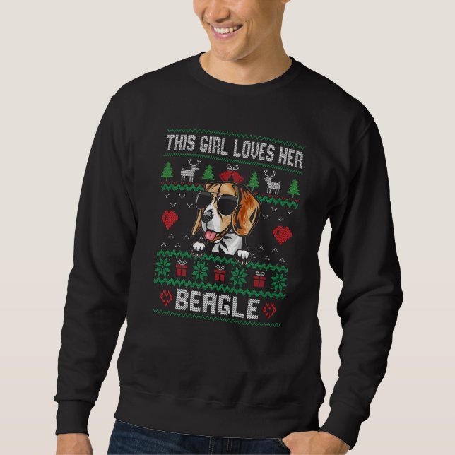Beagle Girl Cool Ugly Christmas for Dog Mom Premiu Sweatshirt (Front)