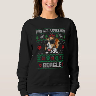 Beagle Girl Cool Ugly Christmas for Dog Mom Premiu Sweatshirt