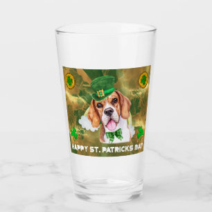 Beagle Gold Happy St. Patricks Da Glass