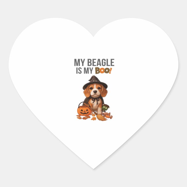Beagle Halloween Costume  My Beagle is My Boo Dog  Heart Sticker (Front)
