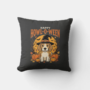 Beagle Halloween Howl-O-Ween Dog Pumpkin Design_1 Cushion