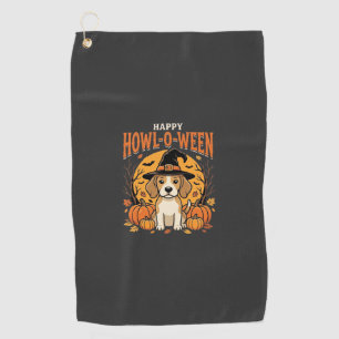 Beagle Halloween Howl-O-Ween Dog Pumpkin Design_1 Golf Towel