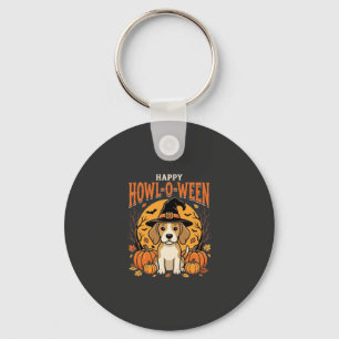 Beagle Halloween Howl-O-Ween Dog Pumpkin Design_1 Key Ring