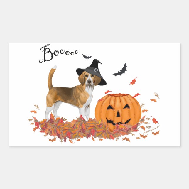Beagle Halloween Rectangular Sticker (Front)