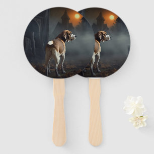 Beagle Halloween Scary  Hand Fan