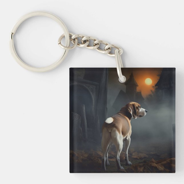 Beagle Halloween Scary  Key Ring (Front)