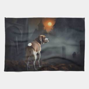 Beagle Halloween Scary  Tea Towel