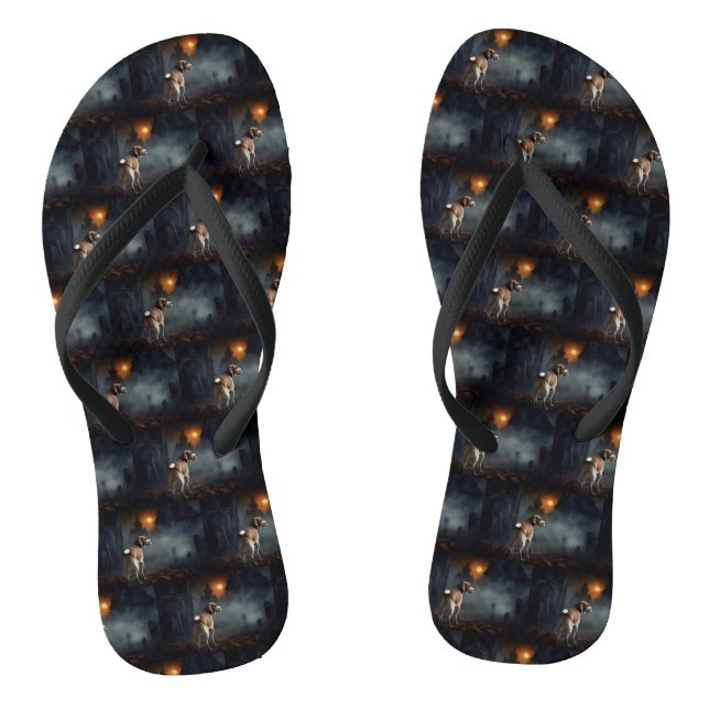 Beagle Halloween Scary  Thongs (Footbed)