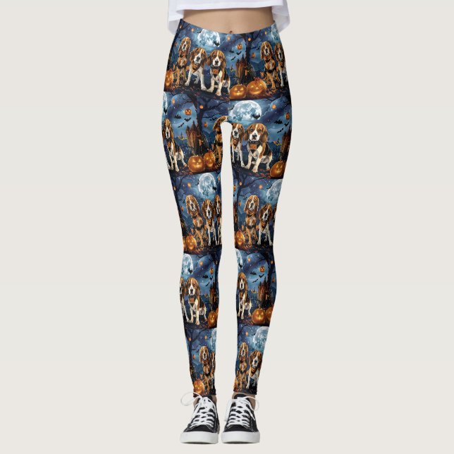 Beagle Halloween Spooky Leggings (Front)