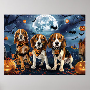Beagle Halloween Spooky Poster