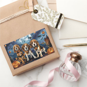 Beagle Halloween Spooky Rectangular Sticker