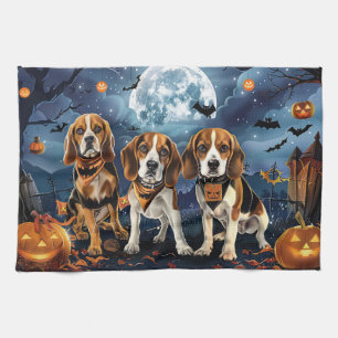 Beagle Halloween Spooky Tea Towel