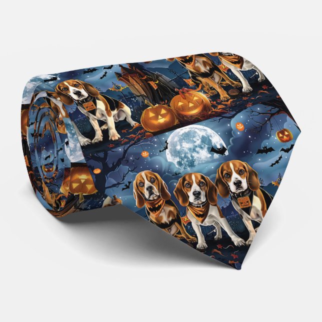 Beagle Halloween Spooky Tie (Rolled)