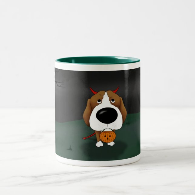 Beagle Halloween Two-Tone Coffee Mug (Center)