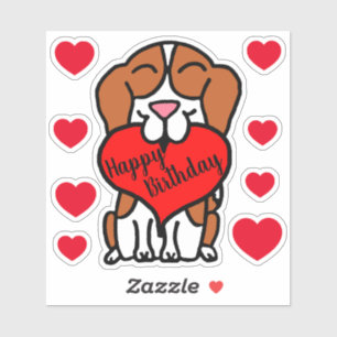 Beagle Happy Birthday Hearts