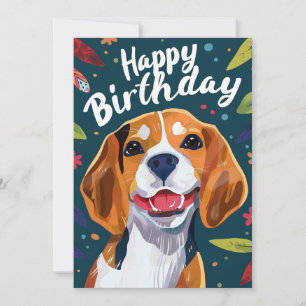 Beagle Happy Birthday  Holiday Card