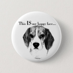 Beagle Happy Face 6 Cm Round Badge