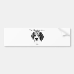 Beagle Happy Face; Happy Beagle; Grumpy Beagle Bumper Sticker