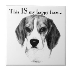 Beagle Happy Face; Happy Beagle; Grumpy Beagle Ceramic Tile