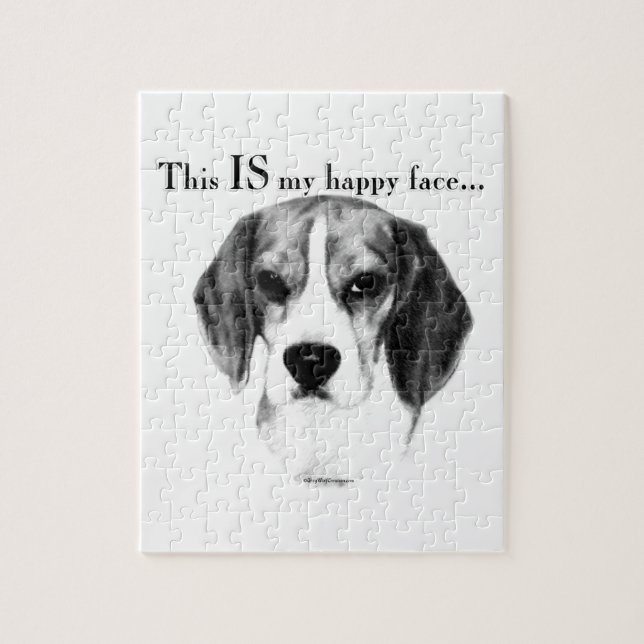 Beagle Happy Face; Happy Beagle; Grumpy Beagle Jigsaw Puzzle (Vertical)
